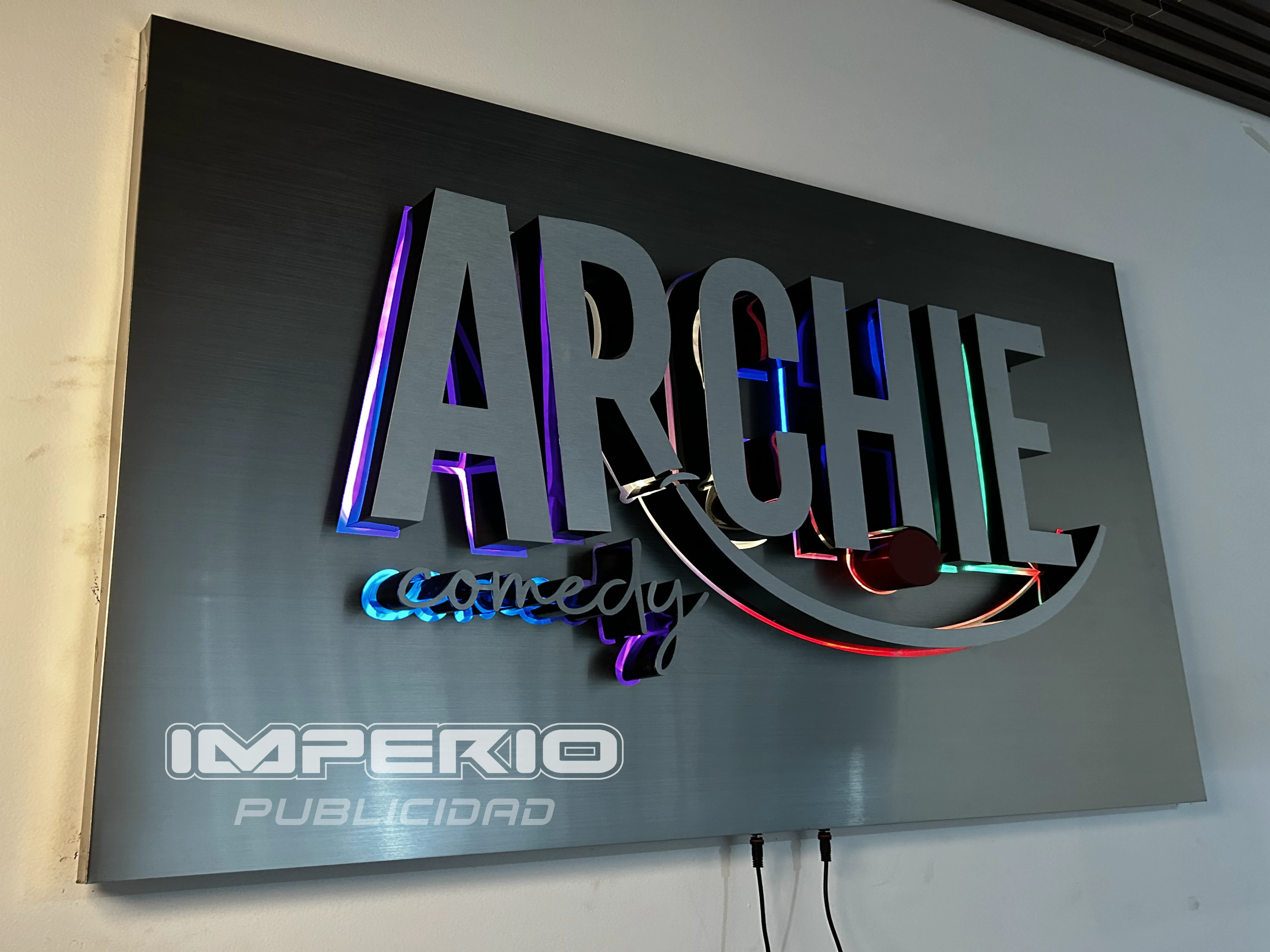 Letras 3D acero inoxidable | Placa acero cepillado | LED RGB