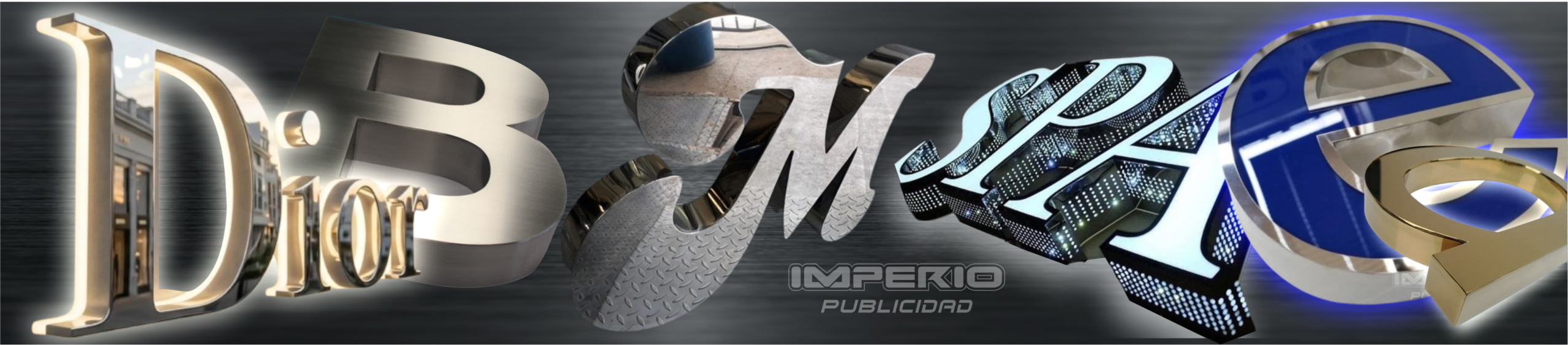 Tipos de letras 3D en acero inoxidable, aluminio y halo LED en CDMX