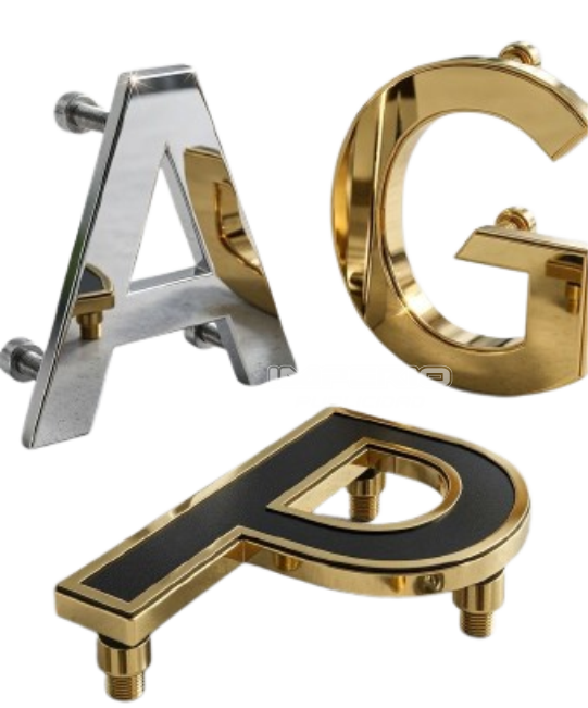 Letras 3D en acero inoxidable corte de placa para fachadas