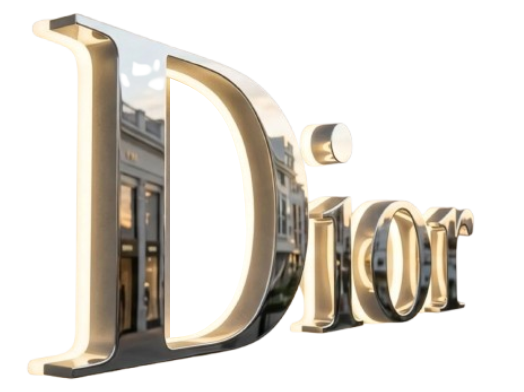 Letras 3D de acero inoxidable con volumen para logotipos