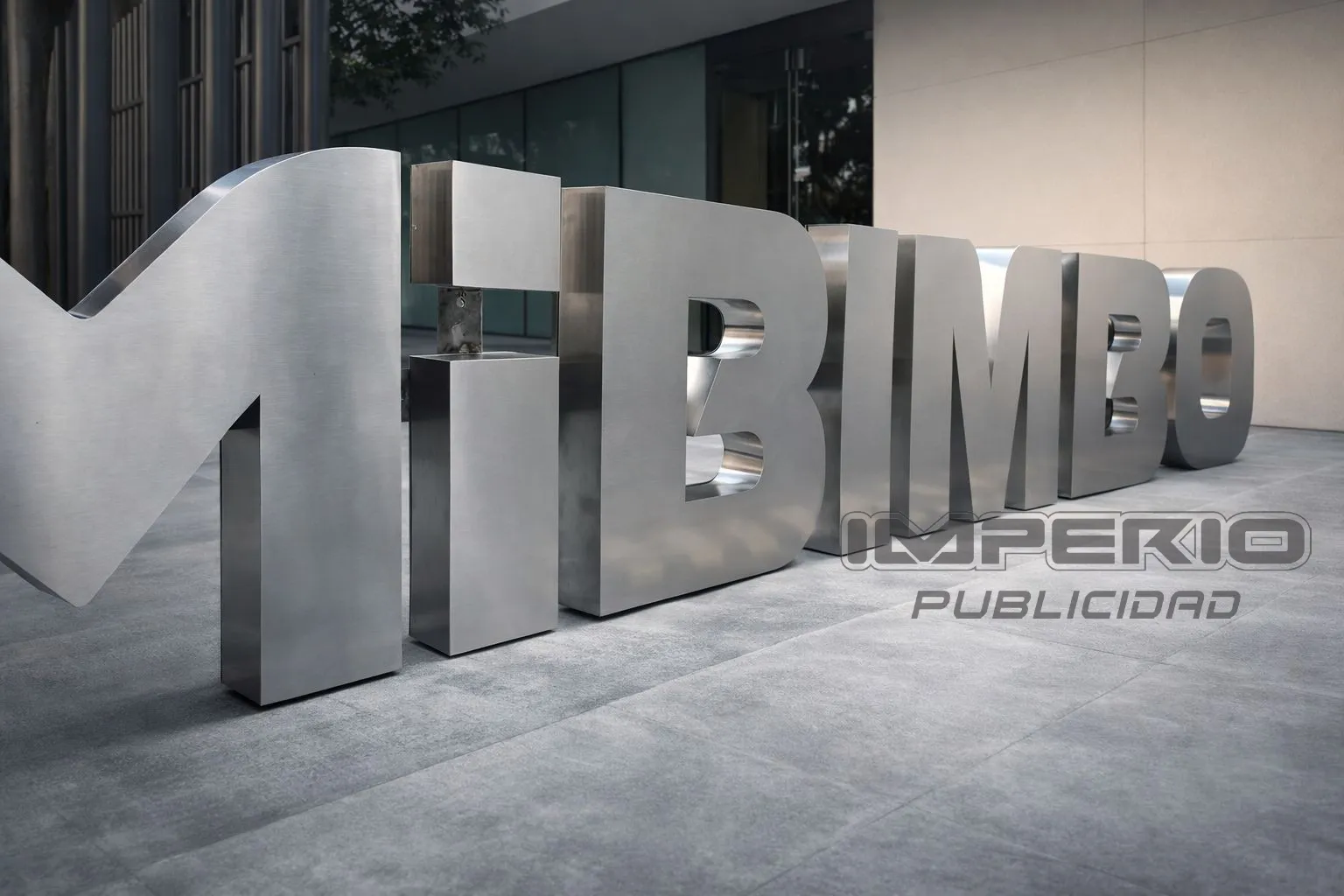 Letras 3D en acero inoxidable con volumen para fachada corporativa en CDMX